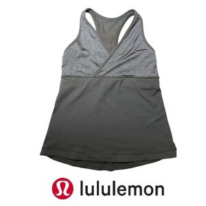 Lululemon Olive Green & Grey Tank With Mesh